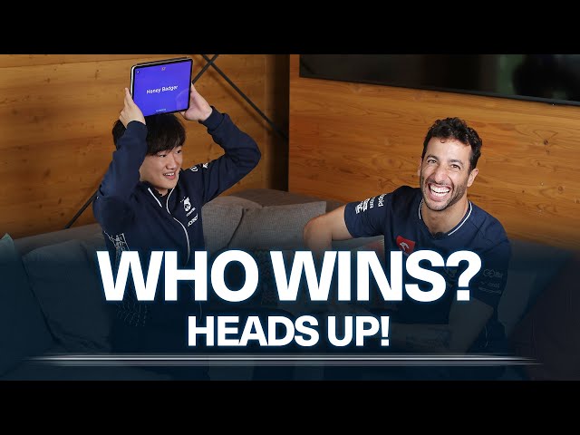 Daniel Ricciardo and Yuki Tsunoda Play 'Heads Up!' | #F1