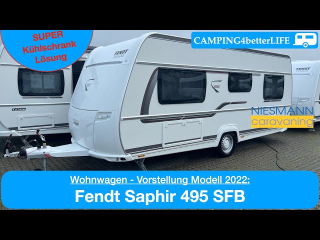 Camping Vorstellung Wohnwagen: Fendt Saphir 495 SFB - Modell 2022 - sensationelle Kühlschrank-Lösung