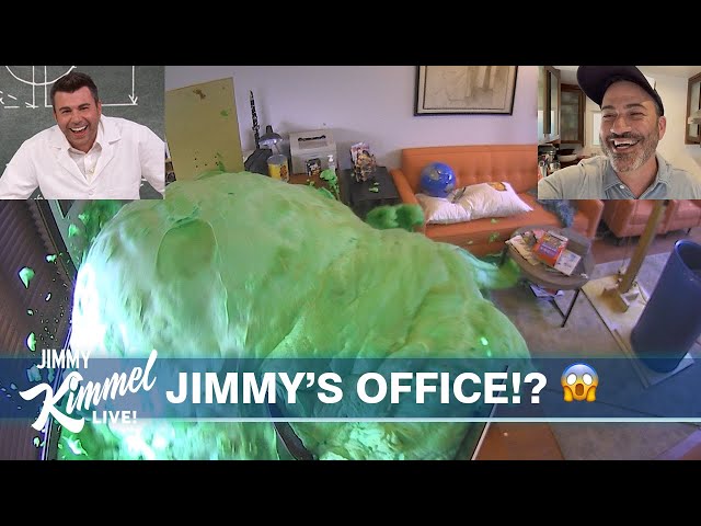 Elephant Toothpaste Prank Destroys Jimmy Kimmel’s Office (ft. Mark Rober & Science Bob)