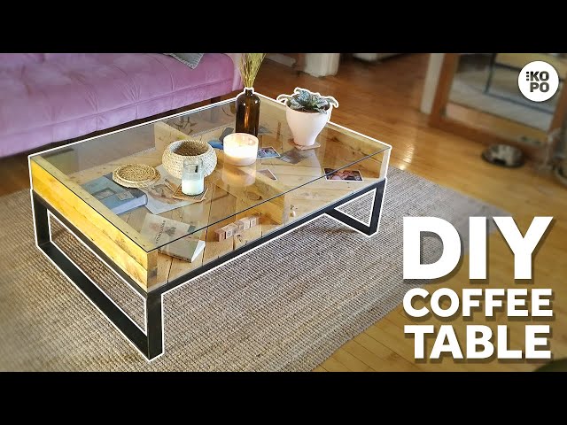 DIY Coffee Table Build | Built from recycled pallet wood, steel and glass!