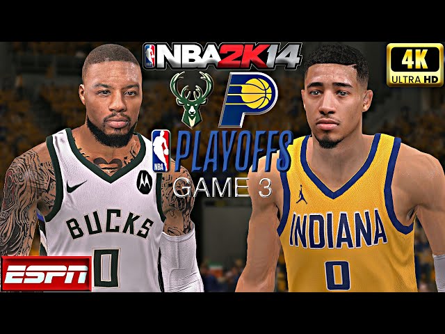 NBA 2K14 PC 2024 Season Mod (4K60) | Bucks vs Pacers Game 3 | NBA Playoffs ECR1