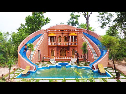 Build Most Wonderful Mud Villa, Twin Water Slide, Gorgeous Swimming Pool& Pool Top Villa [Full]