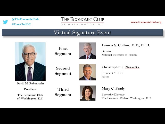 Dr. Francis Collins, Chris Nassetta, and Mary Brady