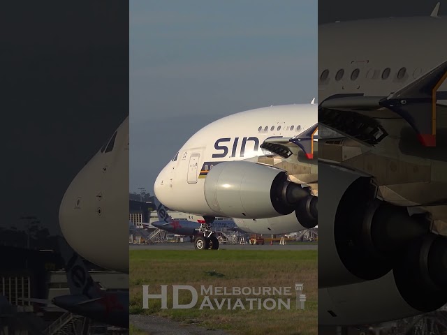 Singapore Airlines Airbus A380 CLOSE UP Takeoff at Melbourne Airport