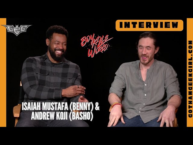 Andrew Koji & Isaiah Mustafa Cast Interview I BOY KILLS WORLD I Bill Skarsgård I Gotham Geek Girl
