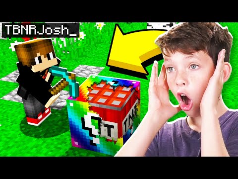 TROLLING MY LITTLE BROTHER IN MINECRAFT WITH RAINBOW LUCKY BLOCKS! *RAGE WARNING*