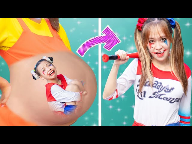Baby Doll Turn into Harley Quinn Fight Her Father! Very Sad Story Doll Family Life FNF vs Squid Game