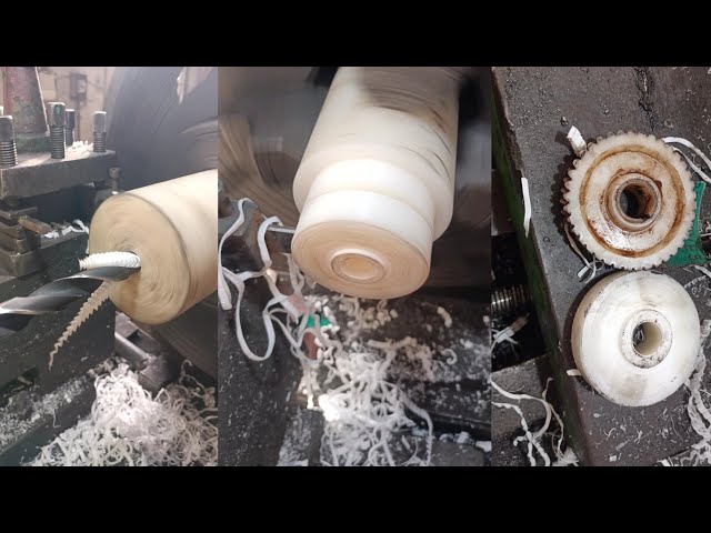 Teflon gear manufacturing on lathe machine #viral #gear #manufacturing #mechanical #technology #cnc
