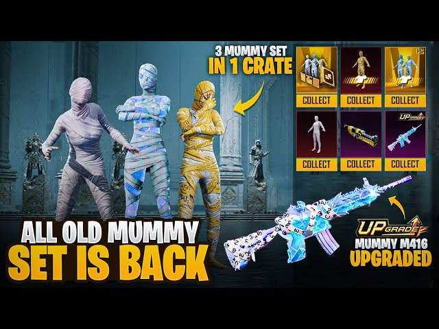 OMG 😱 | All Old Mummy Set Is Coming Back | New Mummy M416 Upgraded Gun |3 Mummy Set In 1 Crate Pubgm