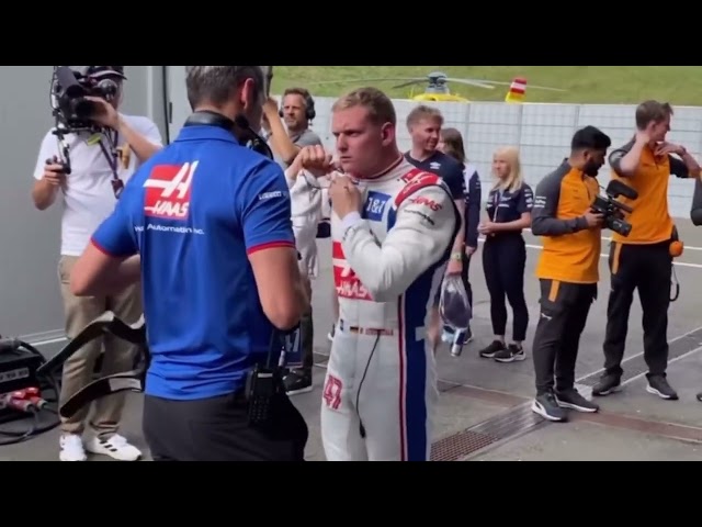 Mick Schumacher looks angry while Kevin Magnussen happy with the result after sprint race