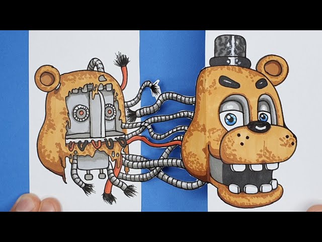 Cool ART -  How to Draw a GOLDEN FREDDY (FNAF) SURPRISE FOLD - CREATE YOUR FNAF ANIMATRONICS