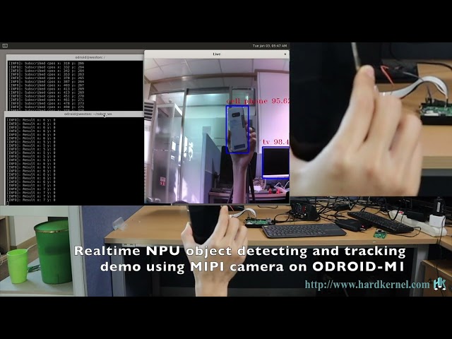 Realtime NPU object detecting and tracking demo using MIPI camera on ODROID-M1