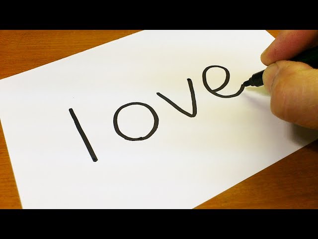 Very Easy ! How to turn words LOVE into a Cartoon -  Drawing doodle art on paper