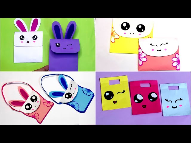 4 types of origami paper bag/How to make paper bag/School hacks/Origami crafts/Paper crafts
