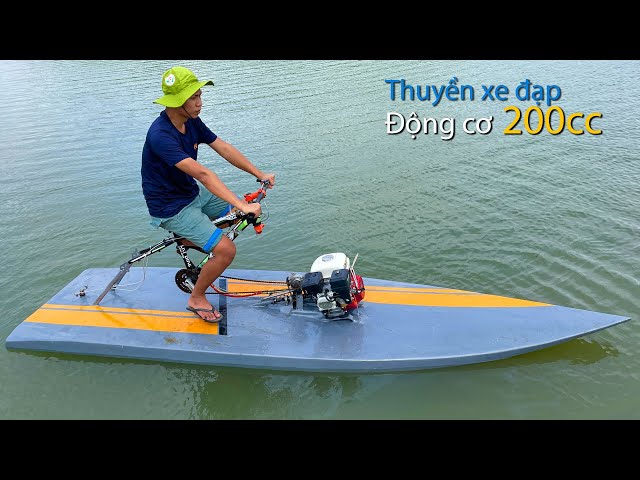 Making a bicycle boat from foam using a 200cc engine