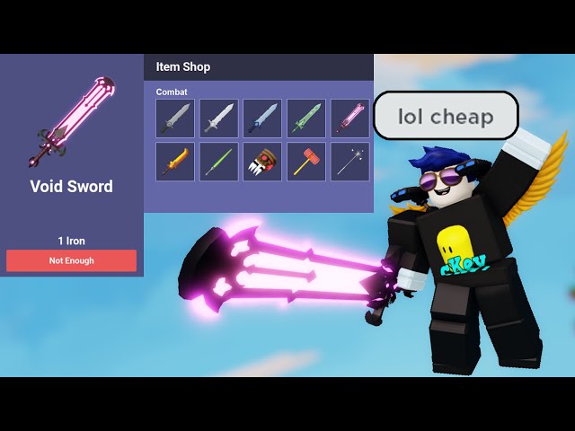 1v50, but you can Buy Custom Swords (Roblox Bedwars)