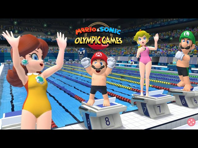 Swimming - 100m Freestyle Mario & Sonic At Olympic Games Tokyo 2020 (Gameplay) Hard Switch