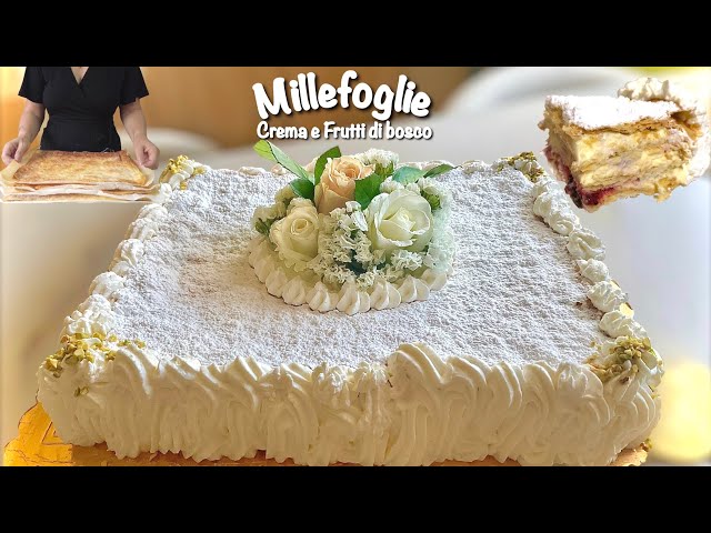 CREAM AND WILD BERRIES MILLEFOLIE quick and easy decorated cake