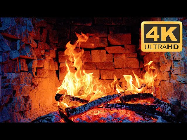 Cozy Fireplace 4K [LIVE 24/7] Replace Ambience on April. Fireplace with Crackling Fire Sound 📝
