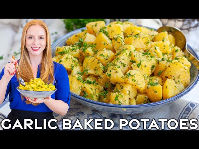 Easy Herb & Garlic Baked Potatoes Recipe - Garlicky & So Delicious!