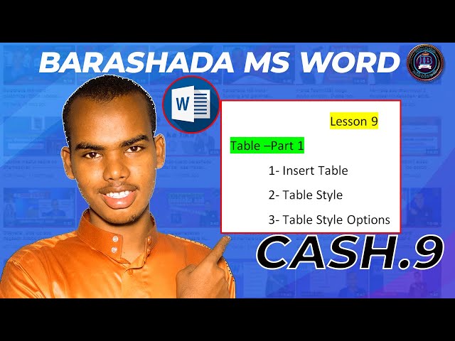 9-barashada MS word - table part 1 | sida loo sameeyo table | sida loo qurxiyo | noocyada kala duwan
