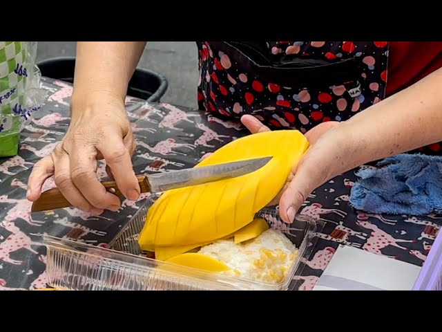 Thai street food - authentic mango sticky rice must try