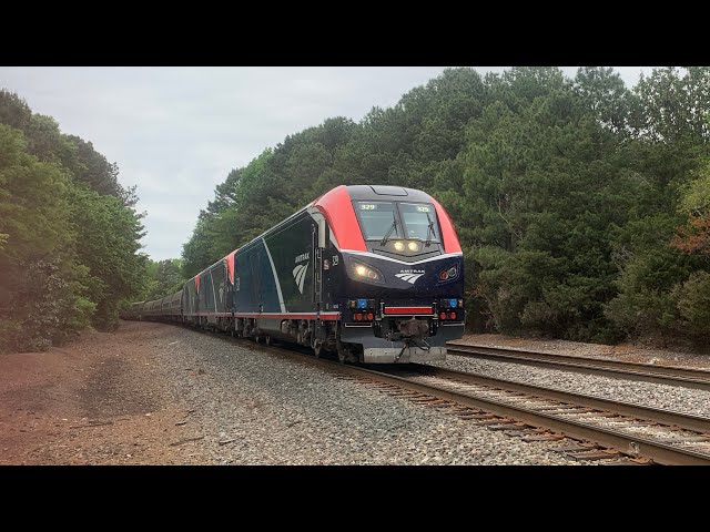 Railfaning Cary, NC Ft. Amtrak, NS, triple header chargers!
