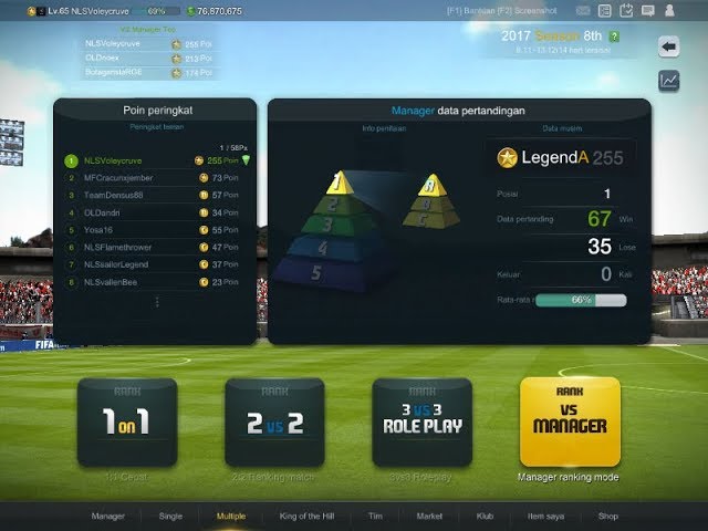 Fifa Online 3 Mode Manager rank TOP 1, All formation and tactik in Legend A