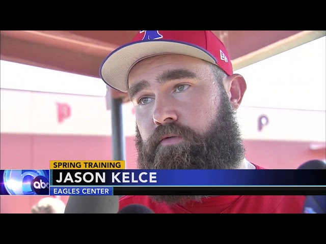 Jason Kelce speaks to Phillies at Spring Training
