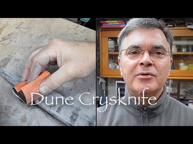 Dune Crysknife - part 5 | finish, stone wash, leather sheath with cast bandage | knife making