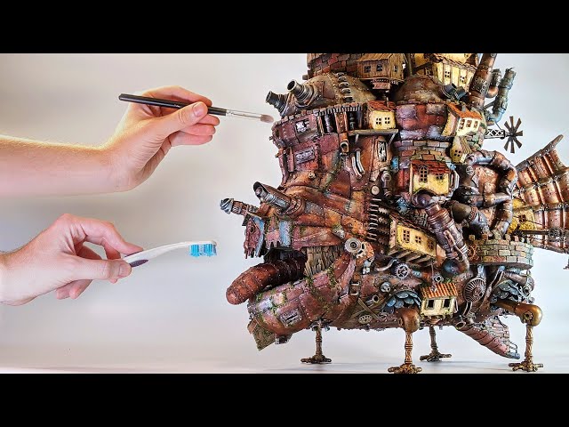 I made a Miniature HOWL'S MOVING CASTLE out of junk // Ghibli Crafts