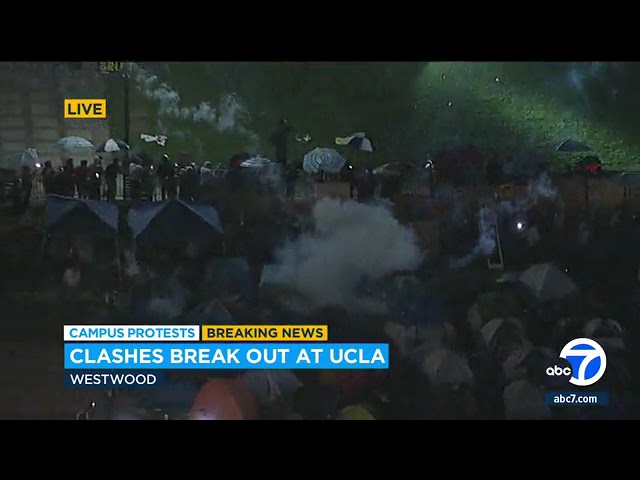 Clashes break out amid dueling UCLA demonstrations between pro-Palestinian, pro-Israeli protesters