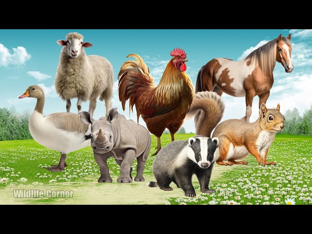 Amazing Animal Moments With Soothing Sounds: Rhino, Swan, Skunk, Squirrel, Horse - World Animals