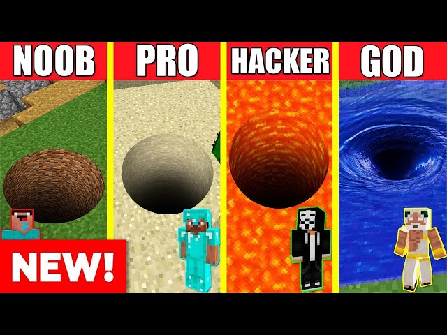 TUNNEL HOUSE BUILD CHALLENGE - Minecraft Battle: NOOB vs PRO vs HACKER vs GOD / Animation PIT HOLE