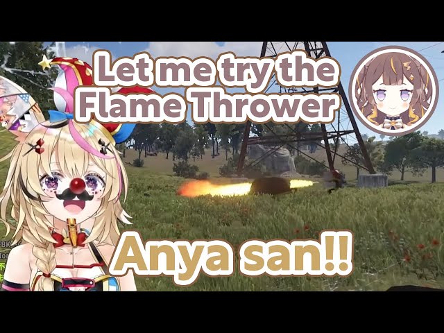 Anya-san tries Flame Thrower on bear【Polka Omaru/RUST/Hololive Clip/EngSub】
