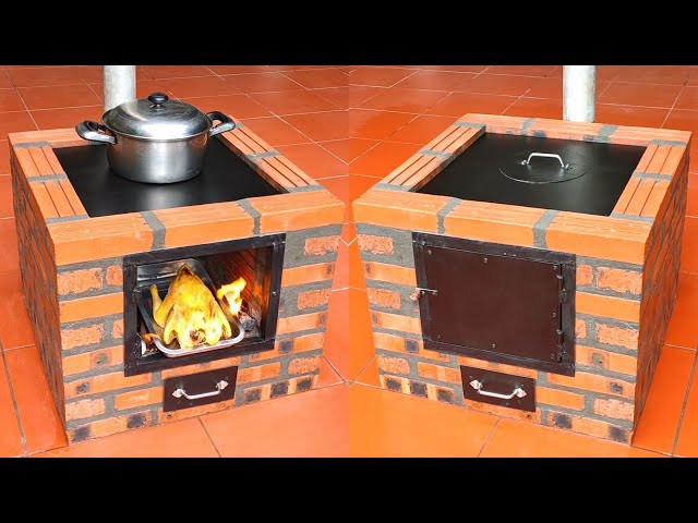 How to make a 2 in 1 wood stove with bricks very effectively