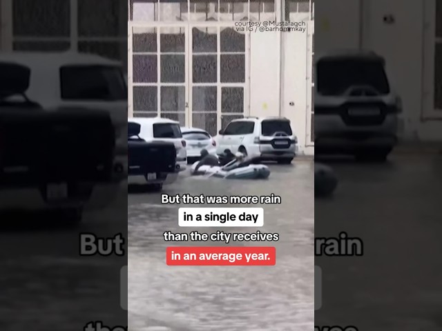 Dubai slammed with an average year’s worth of rain in a single day #shorts