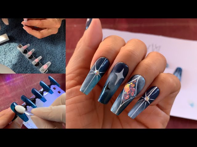 DIY Press On Nails / Blue Ombre Nail Design / ASMR