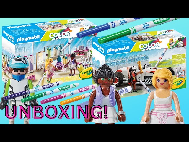 HUGE! Playmobil COLOR Crayola Coloring Sets Unboxing Video #playmobil