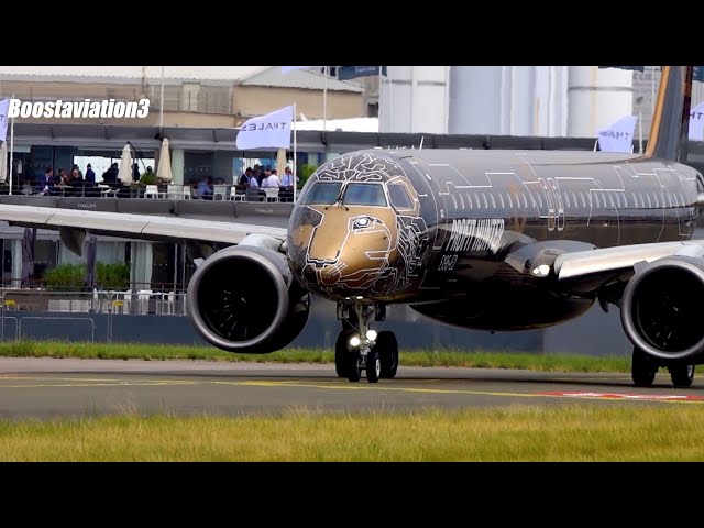 the impressive take-off of an Embraer E195-E2 aircraft