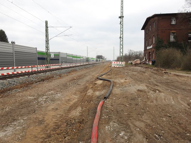 Besuch an der Eisenbahnstrecke Leipzig-Dresden am 10 3 2024 bei Bauarbeiten