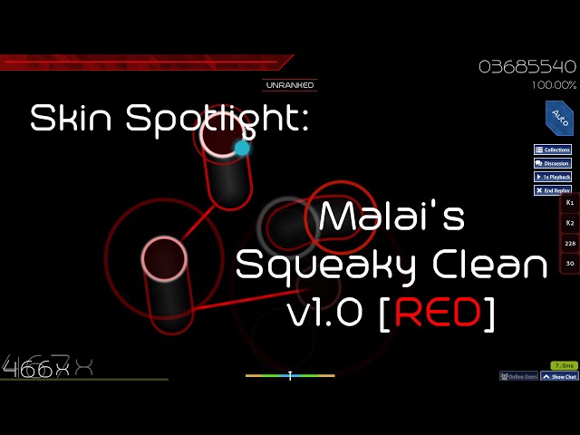osu! skin spotlight - Malai's Squeaky Clean v1.0 [RED]