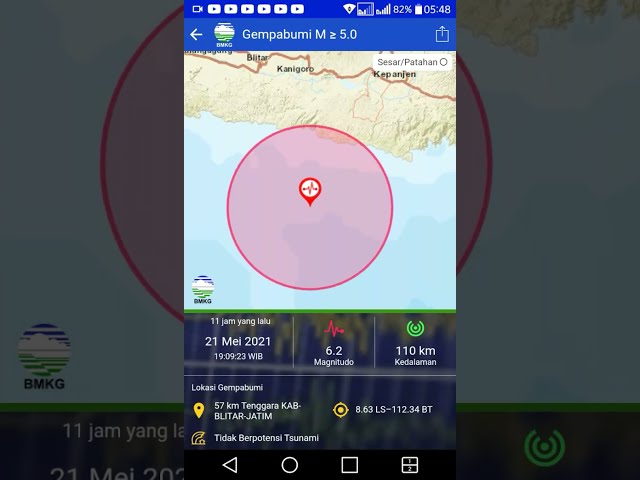 Dampak gempa bumi berada di Kab Blitar - Jatim