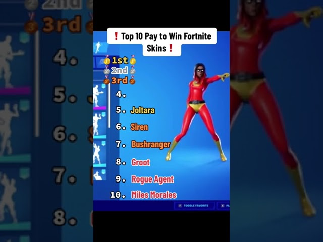 Top 10 pay to win Fortnite skin!!!