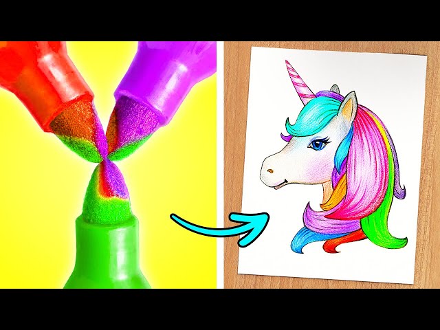 CREATIVE ART HACKS AND DIY DRAWING TRICKS || Funny And Colorful Drawing Challenges By 123 GO Like!