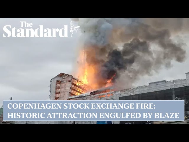 Copenhagen stock exchange fire: Spire collapses as historic tourist attraction engulfed by blaze