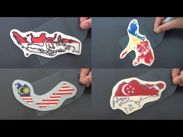 Southeast Asia Countries Flag Map Pancake Art - Indonesia, Philippines Malaysia, Singapore