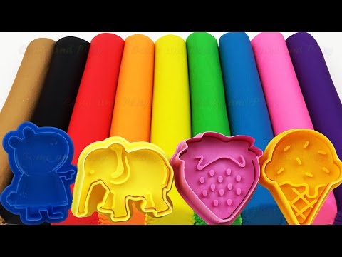 Learn Colors with Play Doh Modelling Clay and Cookie Molds and Surprise!
