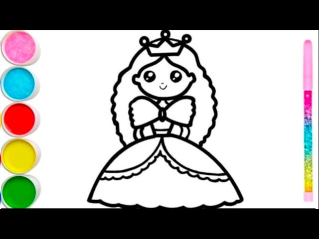 Beautiful Princess Drawing Painting Colouring for kids Toddlers | How to draw Princess #princessdraw