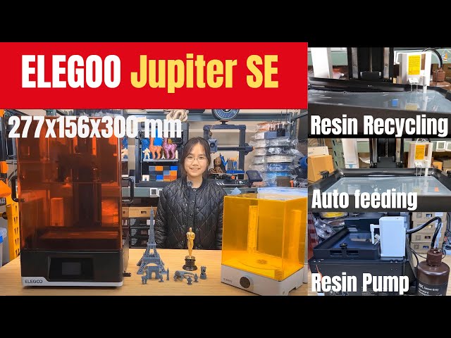 Elegoo Jupiter SE 300mm Z-height resin 3D printer with auto feeding and recycling resin pump